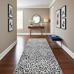 Ottomanson Leopard Print 3x12 Hallway Washable Runner Rug - Entryway Rug Kitchen Rug Runner Ultra-Thin Floor mat, 12 ft Carpet for Bathroom, Bedroom, Living Room, 31" x 12'