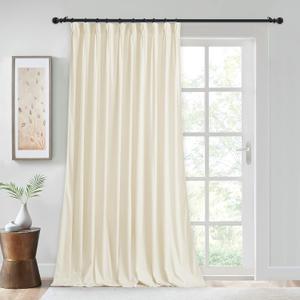 StangH Extra Wide Velvet Pinch Pleated Curtains for Sliding Door, Super Soft Ivory White Light Dimming Room Dividers Luxury Thermal Window Drapes for Living Room Nursery, W62 x L84, 1 Panel StangH Extra Wide Velvet Pinch Pleated Curtains for Sliding Door, Super Soft Ivory White Light Dimming Room Dividers Luxury Thermal Window Drapes for Living Room Nursery, W62 x L84, 1 Panel
