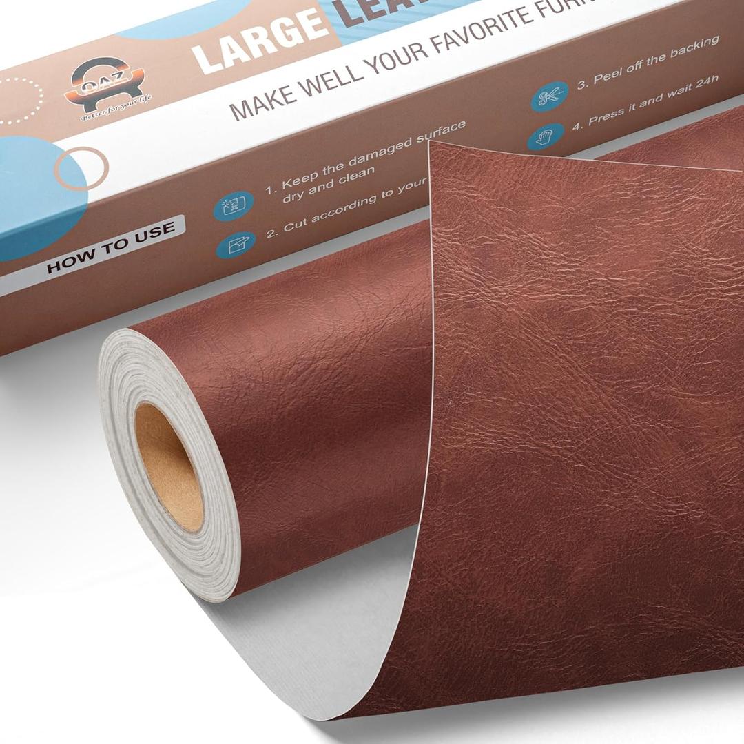 Leather Repair Kit for Furniture 16"x 31.5" Leather Tape Repair Patch Self Adhesive Sofa Vinyl Repair Patch Kit for Car Seat,Couch,Boat Seat,Chair - Classic Red Brown