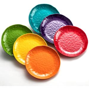 Colorful Melamine Appelizer Plates, 6.7 Inch, Set of 6