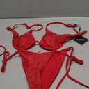 ZAFUL Women's Bikini Sets Ribbed Two Piece Swimsuits Underwire Adjustable Back Clasp Bathing Suit Side Tie Thong Swimwear (Red) S