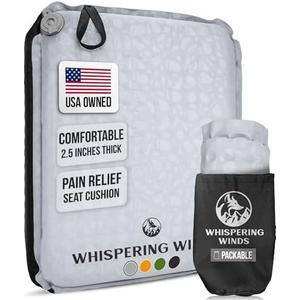 Whispering Winds Inflatable Seat Cushion - Comfortable Blow-up Foam Pad for Airplane, Travel, Stadium, Outdoors, Camping, Car & More XL