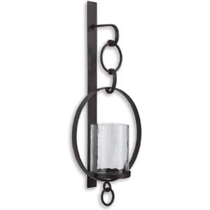 Signature Design by Ashley Ogaleesha Rustic Bronze-Toned Wall Sconce with Candle Holder, Brown