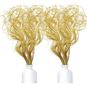 Glitter Curly Ting Ting Branches Christmas Branches Vase Filler Artificial Curly Twigs for Christmas Tree Garland Wreath Decoration, Craft Vases Home Garden Decoration (Gold, 80 Pieces)