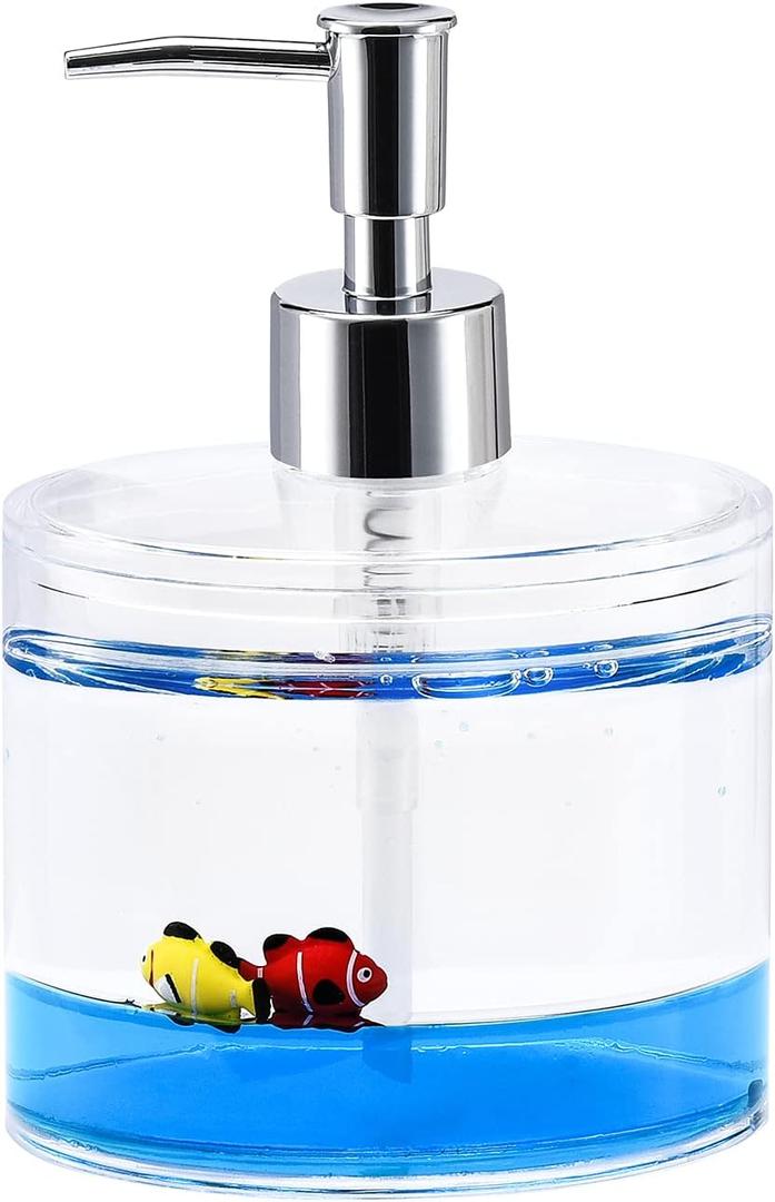 Locco Decor Acrylic Liquid 3D Floating Motion Bathroom Kitchen Soap Dispenser Fish