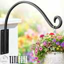 Qiang Ni Heavy-Duty Plant Hanger - 16 Inch 80lbs Metal Wall Mount Plant Bracket for Indoor Outdoor Hanging Bird Feeders, Flower Baskets, Lanterns, Black