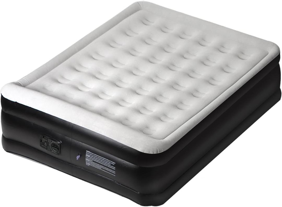 Panana Queen Air Mattress with Built in Electric Pump, Height 18.5" Comfort Blow up Inflatable Guest Air Bed Airbed with Flocked Top, Storage Bag for Family, Home, Camping