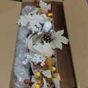 Vesici Thanksgiving Centerpiece Fall Table Decoration Neutral Tabletop with 3 Candle Holder Artificial Maple Leaves White Pumpkin and Berries Rustic Harvest Farmhouse Decor for Autumn Fireplace Mantel