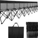 Soccer Bench- Folding Team Bench Soccer 9 Seats, Portable Sideline Sports Benches with Mesh Seat and Back with Bag, Foldable Breathable Chairs for Sports Football Camp Events (Black
