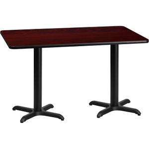Flash Furniture Graniss 30'' x 60'' Rectangular Mahogany Laminate Table Top with 22'' x 22'' Table Height Bases
