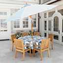 LVTXIII Outdoor Tablecloth with Umbrella Hole and Zipper, 60 Inch Water-Repellent Patio Table Cloth, Round Table Covers for Backyard Garden, Clemens Noir Blue