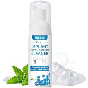 Dental Implant Cleaner, Cleans & Whitens Implants, Crowns, Bridges & Veneers, Freshens Breath & Supports Oral Health, Dental Bridge Cleaner Foam Bring Your Smile Back, 60ml