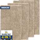 Muddy Mat 4-Piece Beige Medium 30"X19" AS-SEEN-ON-TV Highly Absorbent Microfiber Door Mat, Bath Mat and Pet Rug, Non slip Thick Washable, Soft Chenille for Kitchen Bathroom Bedroom Indoor and Outdoor