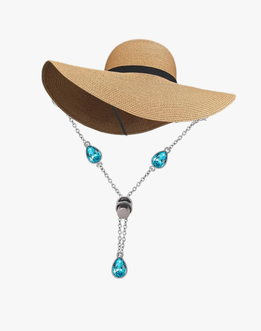 Sun Hat Chin Cord Chain Adjustable Crystal Hat Strap Windproof Cap Anti-Lost Strap for Bucket Hat