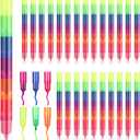 Harloon 50 Pcs Stackable Rainbow Color Highlighters for Kid Classroom Reward Prize Gift Pastel Highlighter in One Pens Cute Kawaii Fun 6 in 1 Point  Marker for Kids or Teacher Office