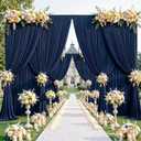 24 x 10ft Navy Blue Backdrop Curtains for Graduations Celebration Polyester Photo Backdrop Curtains No-Wrinkle Long Curtains for Parties Decorations Retirement Birthday Wedding Photoshoot, 6 Panels