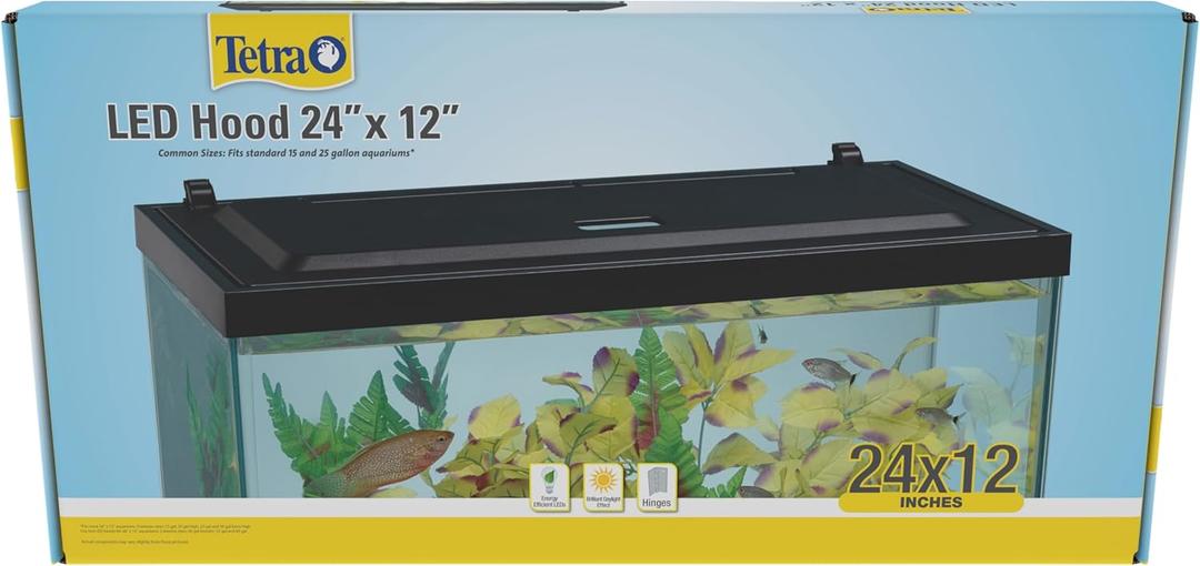 Tetra LED Hood 24 Inches By 12 Inches, Low-Profile Aquarium Hood With Hidden Lighting
