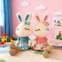 Set of 2 Easter Bunny Plush for Kids, 18.3" Easter Stuffed Animal, Big Rabbit Toys Cute Birthday Gifts for Boy Girl, Pink & Blue