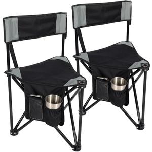 REDCAMP 2 Pack Tripod Camping Chairs Folding Lightweight, Portable 3 Legged Tripod Stool Seat with Backrest, Small Golf Chair Compact for Adults Fishing Hunting, Black