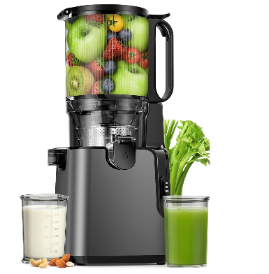 Juicer Machines with 5.8" Large Chute, 2-in-1 Cold Press Juicer for Whole Vegetables Fruits 400W, Masticating juicer Easy to Clean Juice Extractor Machine for Making Nut Mike, Juice, Premium Gray