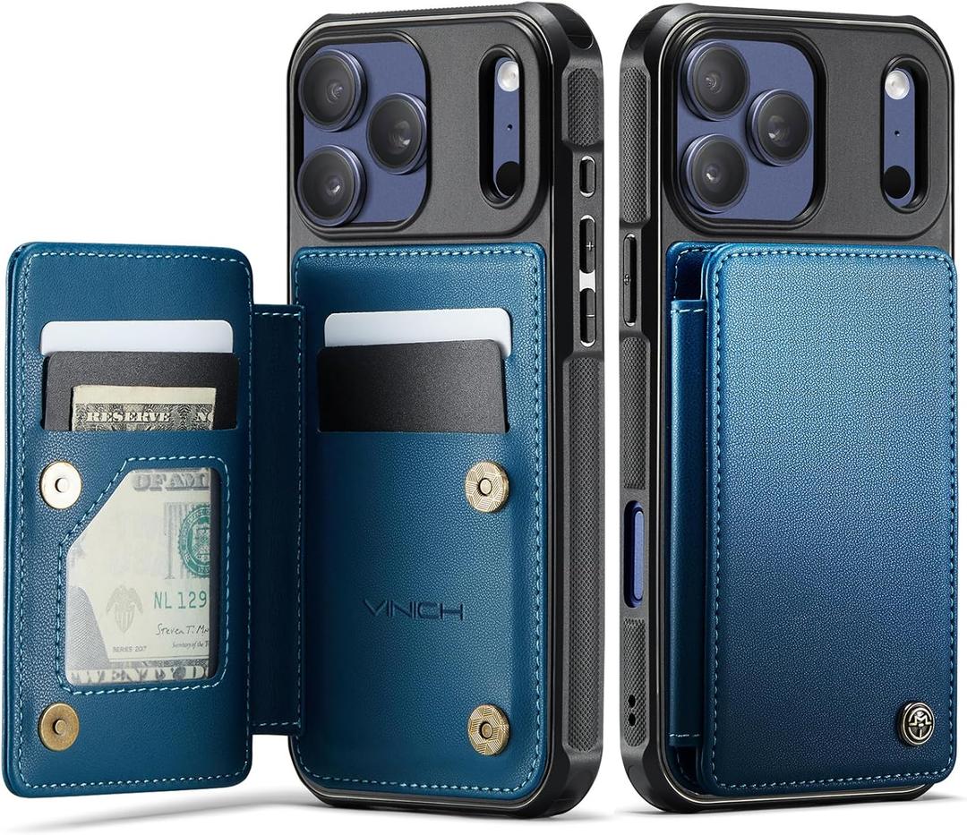 Vinich for iPhone 17 Pro Max Wallet Case with Card Holder, RFID Blocking Credit Slots Kickstand Shockproof Phone Cover Fit for iPhone 17 Pro Max 6.9" Blue