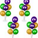 4 Set Mardi Gras Decoration Mardi Gras Balloon Centerpiece for Table Gold Green Purple Balloon Stand Kit Table Decor Carnival Masquerade Fat Tuesday Party for Birthday New Orleans Supplies