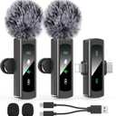2 IN 1 Model J4 Mini Wireless Lavalier Microphone for iPhone 15 16, iOS and Android Devices - Noise Reduction Lapel Mic for Recording, Clip on Omni Lav Mic for Video Recording, Tiktok, Youtube, Vlog