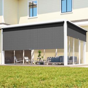 Integrated Outdoor Roller Shades 6'W x 8'H Assembly Free, Cordless Outdoor Patio Roller Blinds with 420GSM Upgraded Fabric for 95% UV Blockout, Sun Shades Outdoor Patio for Porch, Gazebo, Balcony
