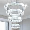 Modern Crystal Chandelier LED Pendant Light 4 Ring Chandelier LED Crystal Chandeliers for Dining Room Bedroom Living Room Cool White Dia 7.9"-11.8"-15.7"-19.7"
