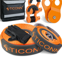 TICONN 3''x20' Recovery Tow Strap, Break Strength 35,000 lbs Tested Tree Saver, Triple Reinforced Webbing and Loop Straps Kit, Winch Snatch Strap (20' Recovery Deluxe Combo)