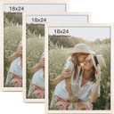 18x24 Frame Set of 3, Black Wood Grain 18x24 Poster Frame for Gallery Wall Mounting (3 Pack, Rustic White)