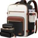 LOVEVOOK Travel Backpack For Women,40L Carry On Backpack Flight Approved, TSA Personal Item Travel Bag Fits 17 Inch Laptop, Business Weekender Overnight Daypack with Back Pad and Chest Buckle, Cubes (Black and White and Brown)