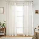 DriftAway Semi Sheer Scalloped Edge Linen Coastal Beach Window Curtains for Living Room Bedroom 2 Panels Rod Pocket Each Size 52 Inch by 90 Inch Gray