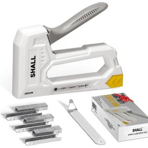 SHALL Light Duty Staple Gun for Wood - White Upholstery Staple Gun with 1600pcs JT21 Staples 1/4, 5/16, 3/8 inch and Staple Remover - Fabric Stapler Gun for Crafts, DIY, Decoration