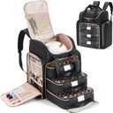 Uross Extra Large Nail Polish Organizer Bag Holds 126 Bottles Nail Polish, Lamp, Supplies- Three Layer Nail Organizers and Storage Case for Nail Tech, Nail Stuff Gel Kit Box Gift for Manicurist,Black (XX- Large - 11 x 9.5 x 13 inch (126 bottles))