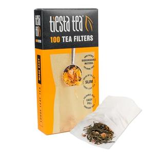 Tiesta Tea Loose Leaf Filters for Brewing, Disposable Infuser for Hot & Iced Drinks, Easy-Fill Steeper, Unbleached Paper, Single-Cup Infuser for Loose Leaves, 100 Empty Bags, Pack of 6