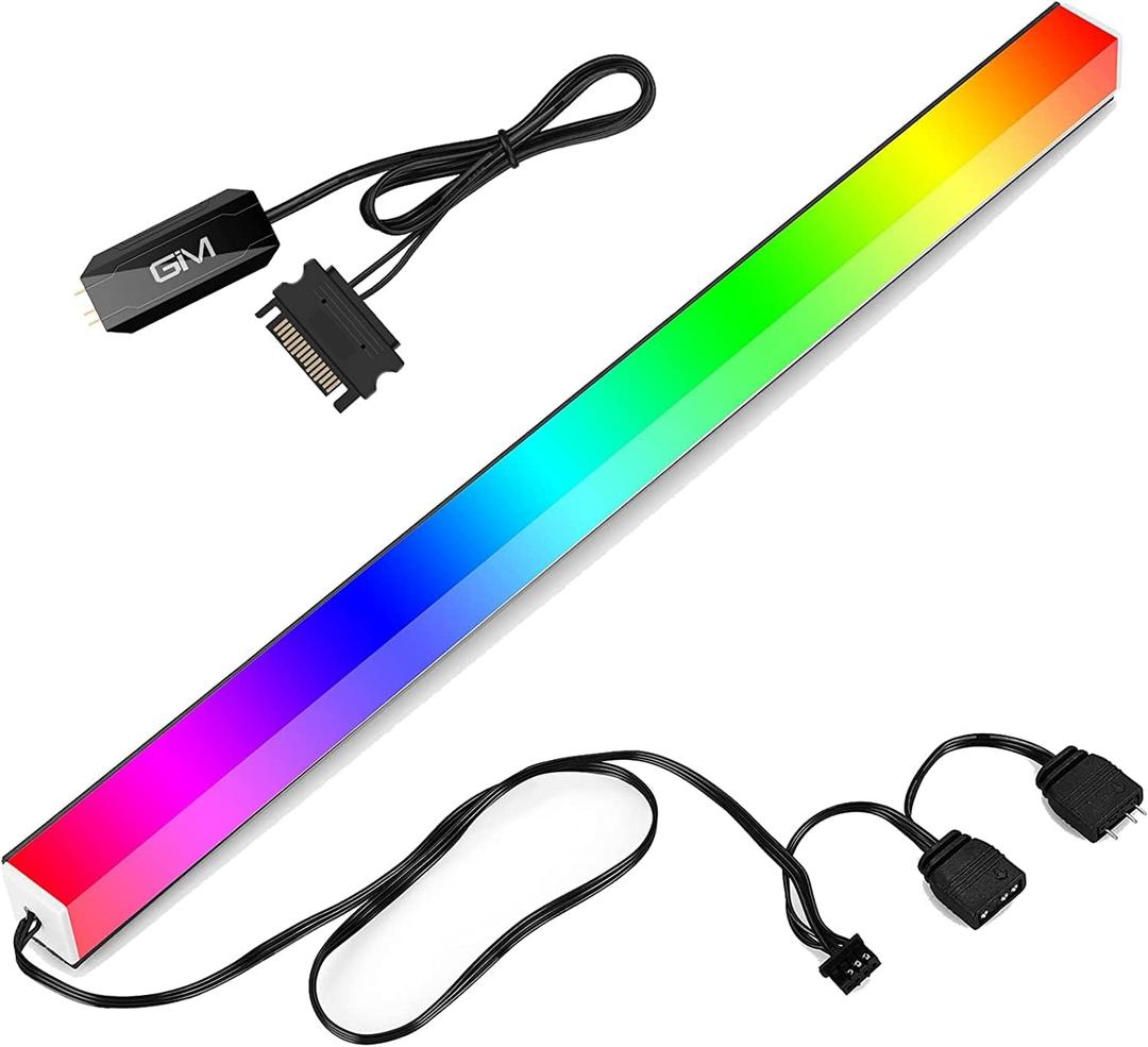 GIM KB-14 Pro Magnetic RGB Light Strip for PC Case, 1.1ft ARGB LED Strip Lights with 5V 3-pin, 4-pin Header & Mini Controller with SATA Header, Sync Color Changing & Light Speed Led Strip