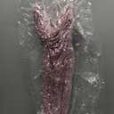 Cowl Neck Sequin Midi Evening Dress (3, Blush)