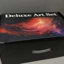 Sunnyglade 145 Piece Deluxe Art Set, Wooden Box & Drawing Kit with Crayons, Oil Pastels, Colored Pencils, Watercolor Cakes, Sketch Pencils, Paint Brush, Sharpener, Eraser, Color Chart (Cherry)