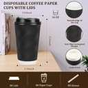 AIRE 80 Pack Coffee Cups with Lids 16 oz Disposable Coffee Cup for Hot and Cold Drinks, To Go Coffee Cup with Lids, Straws, Insulated Paper Cup Set for Home, Office, Travel, Cafe, Black