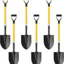 6 Pcs Heavy Duty Digging Shovel 41" Metal with Trenching Blade and Comfortable D-Handle, Wooden Handel Garden Shovel, Construction, Landscaping, Beach & Snow