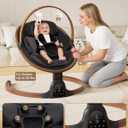 Baby Swings for Infants, Electric Infant Swing with 5 Speed Modes, 5-Point Harness, 3 Timer Settings, Built-in Lullabies & Bluetooth, Portable Modern Swing for Indoor & Outdoor (Black)