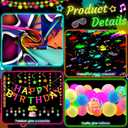 Neon Birthday Party Decoration Glow in The Dark Party Supplies Happy Birthday Backdrop Banner Neon Fluorescent Balloons Garland Arch Star Hanging Swirl Black Light Reactive Glow Tape Neon Streamer