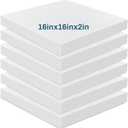 Frienda 6 Pack 2" X 16" X 16" Upholstery High Density Foam Cushion White Replacement Cushion or Commercial Use Stuffing Craft Foam Couch Chair Padding DIY Projects