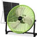20" Solar Fan, Large Solar Powered Cordless Camping Fan, Rechargeable Battrey Operated Fans for Outside, 360 Tilt, Hi-airflow, Wireless, for Home Garage Outdoor Patio Travel Greenhouse