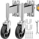 WOOSKY Spring Loaded Heavy Duty Gate Caster Wheels - 4" Tube & Metal Gates, 330 Lbs Load Capacity, Pack of 2
