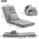 Indoor Chaise Lounge Sofa, Floor Chair with Back Support for Adults, 14 Angle Adjustment Recliner Chair, Folding Floor Lounger with Pillow (Grey)