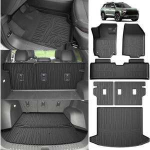 TripleAliners Floor Mats & Trunk Mat & Backrest Mats All Weather Liners Compatible with 2025 Chevrolet Equinox Accessories TPE Custom Fit Floor Liners Rear Trunk Cargo Mat Seat Back Cover(No for EV)