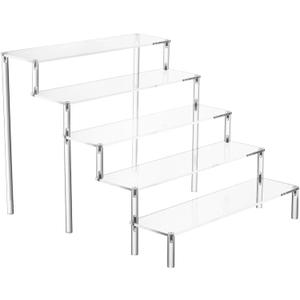 Risers Display Stands, 12 Inch 5 Tier Clear Acrylic Shelves, Perfume Stand Organizer for Figurine Display, Makeup, Toys, Cupcake.
