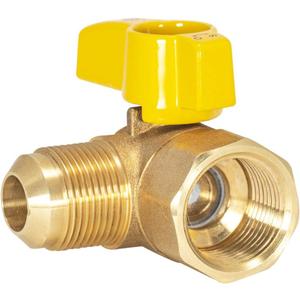 3/4 Inch FIP x 5/8 Inch OD Angle Gas Ball Valve with 1/4-Turn Handle, Brass Plumbing Fitting, 60029